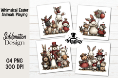 Whimsical Easter Animals Playing Product Image 1