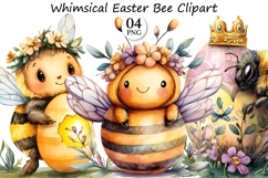 Whimsical Easter Bee Clipart Product Image 1