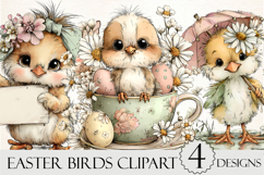 Whimsical Easter Birds Clipart Product Image 1