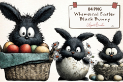 Whimsical Easter Black Bunny Clipart Product Image 1