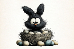Whimsical Easter Black Bunny Clipart Product Image 2