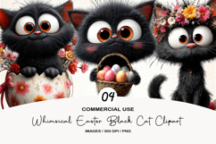 Whimsical Easter Black Cat Clipart Product Image 1