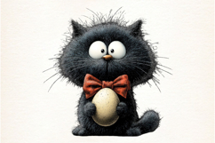Whimsical Easter Black Cat Clipart Product Image 2