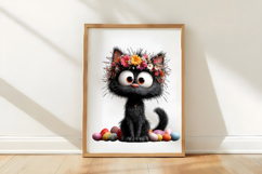 Whimsical Easter Black Cat Clipart Product Image 3