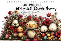 Whimsical Easter Bunny PNG Bundle, Easter Sublimation PNG Product Image 1