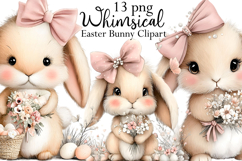 Whimsical Easter Bunny Clipart Watercolor Easter Clipart Product Image 1