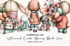 Whimsical Easter Bunny Back View Clipart Product Image 1