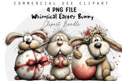 Whimsical Easter Bunny Clipart, Easter Sublimation PNG Product Image 1