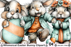 Whimsical Easter Bunny Clipart Product Image 1