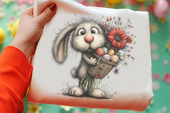 Whimsical Easter Bunny Clipart, Easter Sublimation PNG Product Image 2