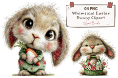 Whimsical Easter Bunny Clipart Png Product Image 1