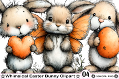 Whimsical Easter Bunny Clipart PNG Product Image 1