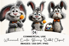 Whimsical Easter Bunny Rabbit Clipart Product Image 1