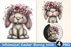 Whimsical Easter Bunny With Floral Crown Product Image 1
