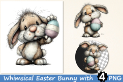 Whimsical Easter Bunny with Pastel Egg PNG Product Image 1