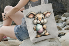 Whimsical Easter Bunny with Pastel Egg PNG Product Image 3