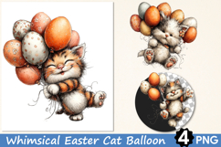 Whimsical Easter Cat Balloon Clipart Product Image 1