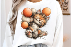 Whimsical Easter Cat Balloon Clipart Product Image 2