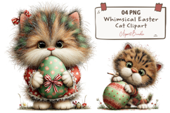 Whimsical Easter Cat Clipart Product Image 1