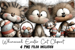 Whimsical Easter Cat Clipart Product Image 1