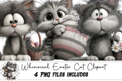 Whimsical Easter Cat Clipart Product Image 1