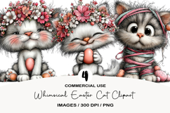 Whimsical Easter Cat Clipart Product Image 1