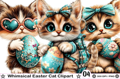Whimsical Easter Cat Clipart Product Image 1