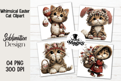 Whimsical Easter Cat Clipart PNG Product Image 1