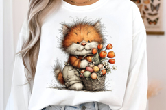 Whimsical Easter Cat Gardener Clipart Product Image 2