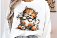 Whimsical Easter Cat in Teacup Clipart PNG Product Image 2