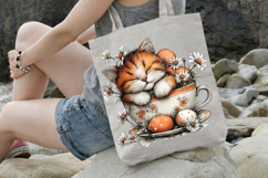 Whimsical Easter Cat in Teacup Clipart PNG Product Image 3