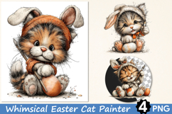 Whimsical Easter Cat Painter Clipart Product Image 1