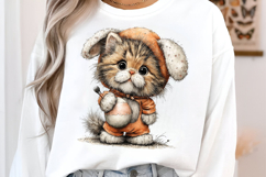 Whimsical Easter Cat Painter Clipart Product Image 2