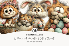 Whimsical Easter Cats Clipart Product Image 1