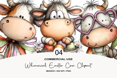 Whimsical Easter cow clipart Product Image 1