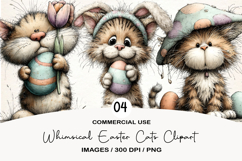 Whimsical Easter Cats Clipart Product Image 1