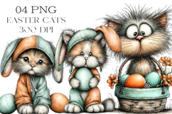 Whimsical Easter Cats Clipart Product Image 1