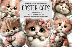 Whimsical Easter Cats Clipart Product Image 1