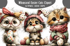 Whimsical Easter Cats Clipart Product Image 1