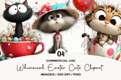Whimsical Easter Cats Clipart Product Image 1