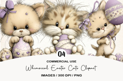 Whimsical Easter Cats Clipart Product Image 1