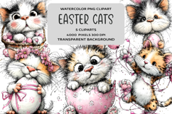 Whimsical Easter Cats Clipart Product Image 1