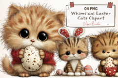 Whimsical Easter Cats Clipart Product Image 1