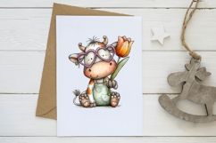 Whimsical Easter cow clipart Product Image 3
