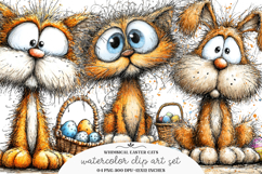 Whimsical easter cats clipart - Easter cats Png Product Image 1