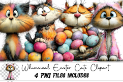 Whimsical Easter Cats Clipart PNG Product Image 1