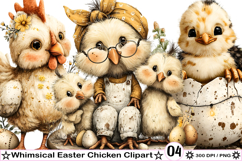 Whimsical Easter Chicken Clipart Product Image 1