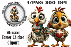 Whimsical Easter Chicken Clipart Product Image 1