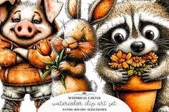 Whimsical easter animals clipart - Easter animals Png Product Image 1