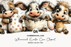 Whimsical Easter Cow Clipart Product Image 1